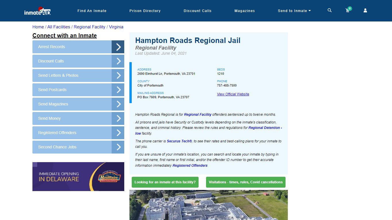 Hampton Roads Regional Jail & Inmate Search - Portsmouth, VA