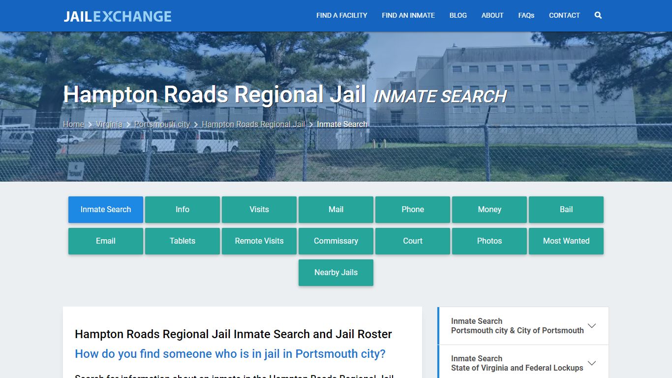 Inmate Search: Roster & Mugshots - Hampton Roads Regional Jail, VA
